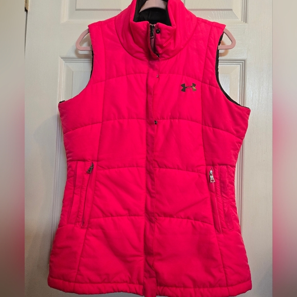 Under Armour Womens Puffer Vest Size Large Pink Insulated Full Zip - Picture 5 of 9